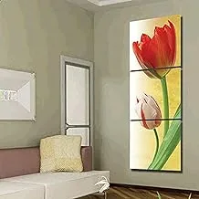 Smile Gallery Tulip Flower-Print Square-Shaped Modern Tableau, 90x30 cm - 3 Pieces