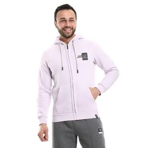 AlNasser Embroidered Sleeves Hooded Neck Zippered Sweatshirt - Lavender