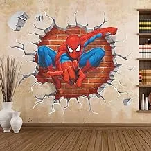 3D Spider-man Wall Stickers for Kids Diy Wall Paper Children's bedroom Living Office Museum Decoration Can Remove The Wall Poster Home Decor