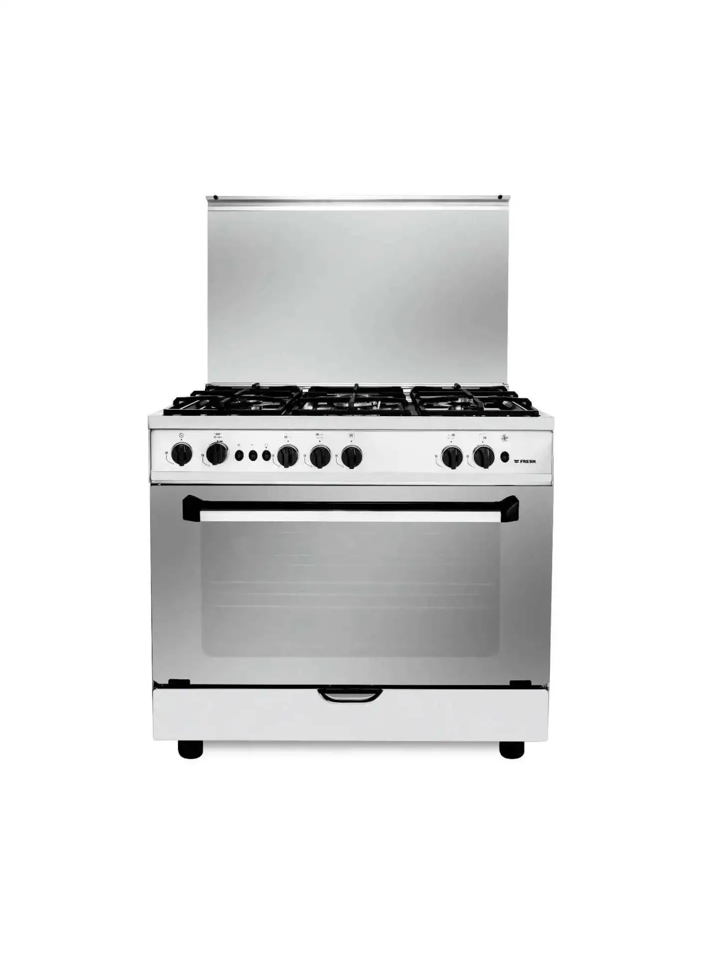 Fresh Plaza Gas Cooker, 5 Burners, 90 cm, Stainless Steel - Fresh-500017301