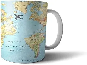 Map Printed Ceramic Mug - Multi Color