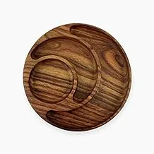 Egyptian Trading Company Wooden Divided Crescent Serving Plate, 27 cm Size