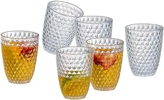 Hec BG-76-6C Acrylic Tumbler 6-Pieces Set, 385 ml capacity, Transparent