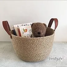 Karma/Macrame Store - Handmade Woven Organizer With Leather Hand 25CM F - منظم مصنوع يدويا مدعم بيد من الجلد