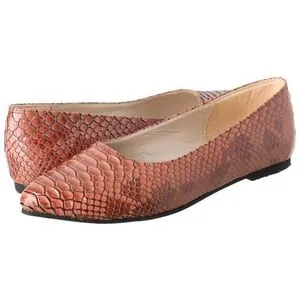 AM EGYPT Elegant Snake Leather Flat Balerina - Brown Marble