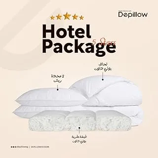 Depillow 5-Star Comfort Single Duvet and 2 Pillows with Softening Mattress, 120 cm Size, White