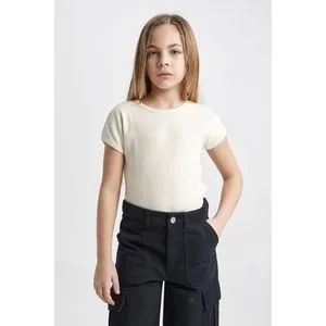 Defacto Girl Slim Fit Knitted Short Sleeve Body