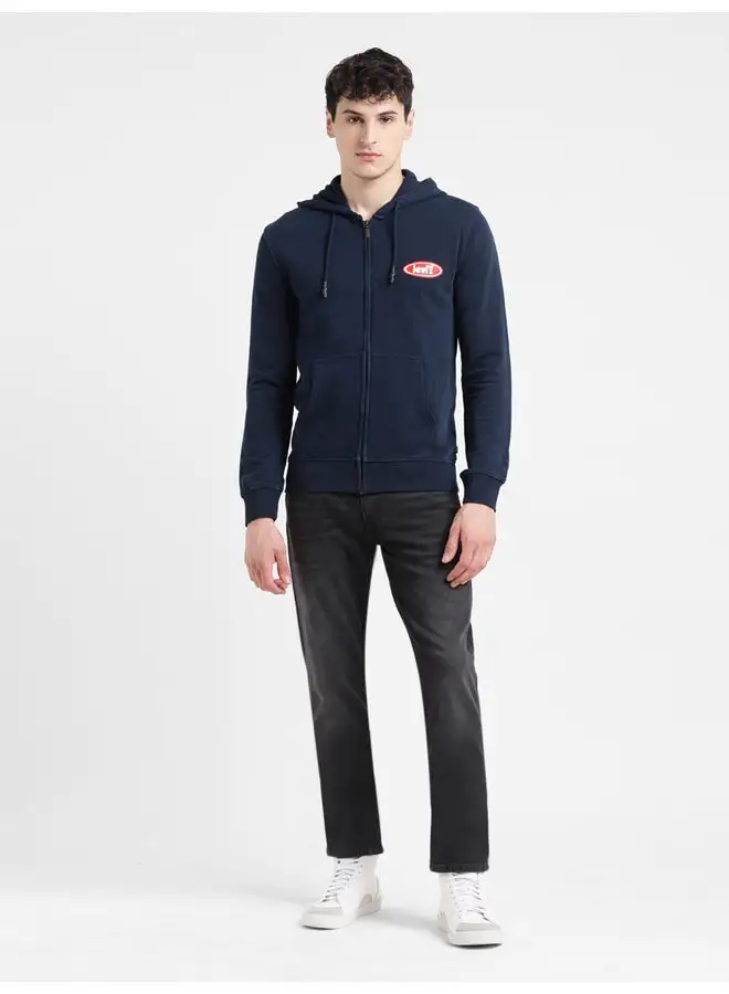 Levi's Men's Solid Blue Hooded Sweatshirt