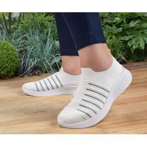 Fashion Women Mesh Sneakers- White