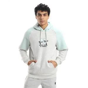 AlNasser Bi-Tone Light Mint & Heather Cloud Grey Fleeced Hoodie