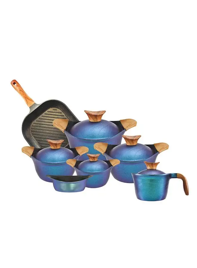 NeoKlein 12Pieces Neoklein Set (4 Casserole,Grill,Milk Pot,Low Casserole)-Blue