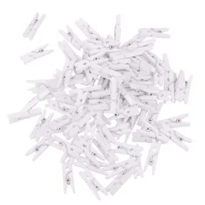 50Pcs Mini Wooden Clothe Photo Paper Peg Clothespin Craft Clips White