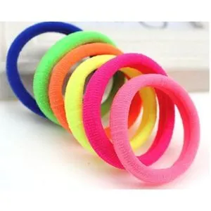 6 Medium Elastic Hair Ties - 6 Colors