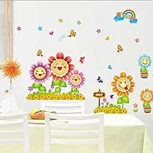 3D Wallpaper cartoon sunflower flower boy girl room decoration wall sticker living room bedroom TV background Kid's Room Murals ee