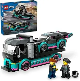 LEGO® City Race Car and Car Carrier Truck 60406 مجموعة مكعبات بناء سيارة؛ ألعاب للأولاد والبنات والأطفال (328 قطعة)