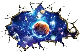 3D Window Outer Space Large Planet Wall Stickers Galaxy Wall Decal Mural Home Decor Gift For Children-8QZ0431