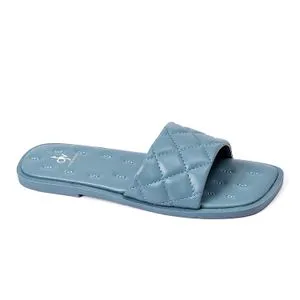 Dejavu Trendy Quilted Leather Slipper - Dusty Blue