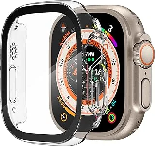 OXWALLEN 9H Tempered Glass Screen Protector Sport Rugged Bumper for Apple Watch Ultra 49mm, Crystal Clear