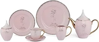 Lotus Porcelain 9022 Fathi Mahmoud Cordoba Tea Cup Set 24-Pieces, No-2, Pink