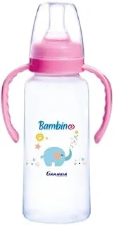 Granzia Bambino Classic Baby Feeding Bottle Rose Color 300 ML With Hand