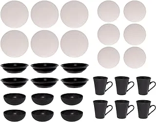 Neoklein Dinner Set 30 Pieces, White/Matt Brown