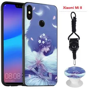 Cartoon  Phone  Case  For   Xiaomi Mi 8   Phone   Case   Anti   Crash   Shock   Proof   With   the   Same   Pattern   Air   bag   phone   bracket   And   a   Rope