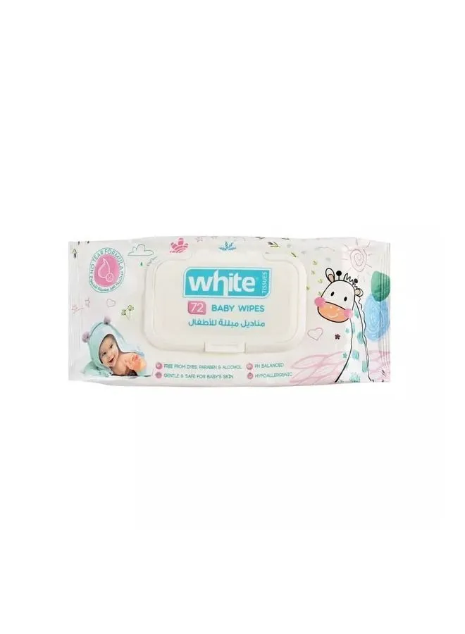 White 72 Pieces White Baby Wipes