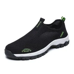 Fashion Mens Large Size Lightweight Non-slip Sneakers-Black