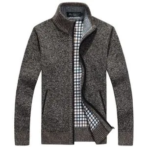 Fashion Men's Sweater Coat Faux Fur Wool Sweater Jackets