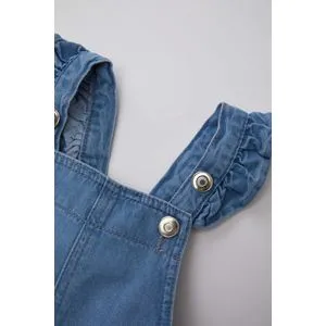 Defacto Babygirl Regular Fit Frill Neck Sleeveless Denim Overalls.