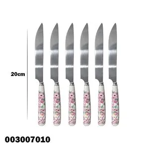 Set Of 6 Large Flamingo Porcelain Knives