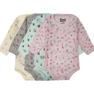 Funny Bunny - (2) Basic Full Sleeves Snap Closure Bodysuit - New Born