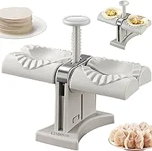 Linbonio Home Double Head Automatic Dumpling Machine Mould, Stainless Steel Dumpling Machine, Double Head Automatic Dumpling Machine Set, Quickly Make Dumpling Pies, Suitable for Home, Restaurant