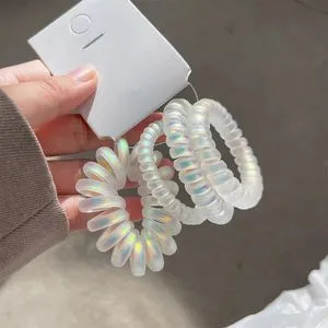 4 Elegant Spiral Coil Phone Cord Hair Ties