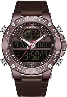 Naviforce Watch For Men Leather Dark Brown 9164 CE-CE-D.BN