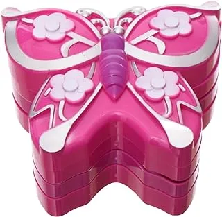 Plastic Fashion Cosmetics Box With Butterfly Shaped Contains Three Layers Of Eye Shadow And Lip Gloss Easy To Clean Suitable For Girls - Multi Color