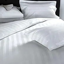 Duvet cover set, Satin, Stripe, 240x260cm, White