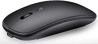 Silent Rechargeable Bluetooth Mouse, Wireless Mouse, Portable USB Phone Computer Mouse Type-C Port, Bluetooth Mouse for Windows Laptop Desktop USB Receiver (Matte Black)