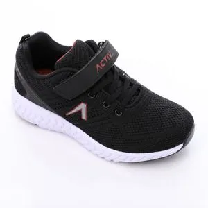 Activ Double Closure Black Kids Sneakers