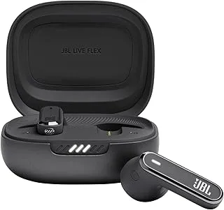 JBL Live Flex True Wireless Noise Cancelling Earbuds, Hi-Fi with Personi-Fi 2.0, 40H Battery, 6 Beam Forming Mics, Bluetooth 5.3, Touch/Voice Control, IP54 Water & Dust Resist - Black, JBLLIVEFLEXBLK