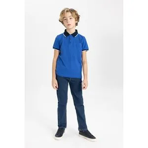 Defacto Boy Regular Fit Polo Neck Knitted Short Sleeve Polo T-Shirt