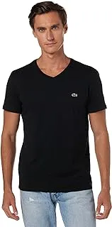 Lacoste Mens V-neck Pima Cotton Jersey T-Shirt,Color:Black,Size:M