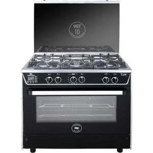 Unionaire C69SS-GC-511-IFTS-2W-AL i-Steel Free Standing Full Safety Gas Cooker - 90×60 cm - 5 Burners - Black & Silver