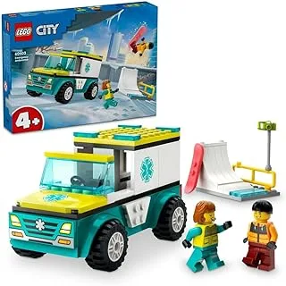 LEGO® City Emergency Ambulance and Snowboarder 60403 Building Blocks Toy Car Set; Toys for Boys, Girls, and Kids (79 Pieces)