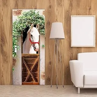 3D Wallpaper Sticker White Horse Door Sticker Self adhesive Wall Stickers Home decoration Gifts Bedroom Wallpapers