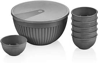 Bager 4 Lt Sapphire Round Storage Container Set (6+1), Grey