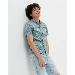 American Eagle AE Printed Button-Up Resort Shirt.