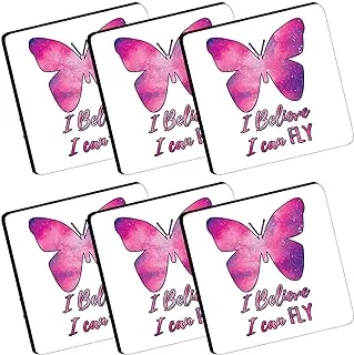 Set of 6 Butterfly mug Coaster/Wooden Drink Coasters/Kitchen Decor/I believe I can fly