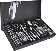 Bugatti Stainless Steel Spoons, Forks And Knives Set Of 30 Pieces, 6 Small Spoons, 6 Large Spoons, 6 Small Forks, 6 Large Forks, 6 Knives, 50x27 cm - Grey