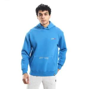 AlNasser Blue Printed with Touch of Neon Green & Red Hoodie